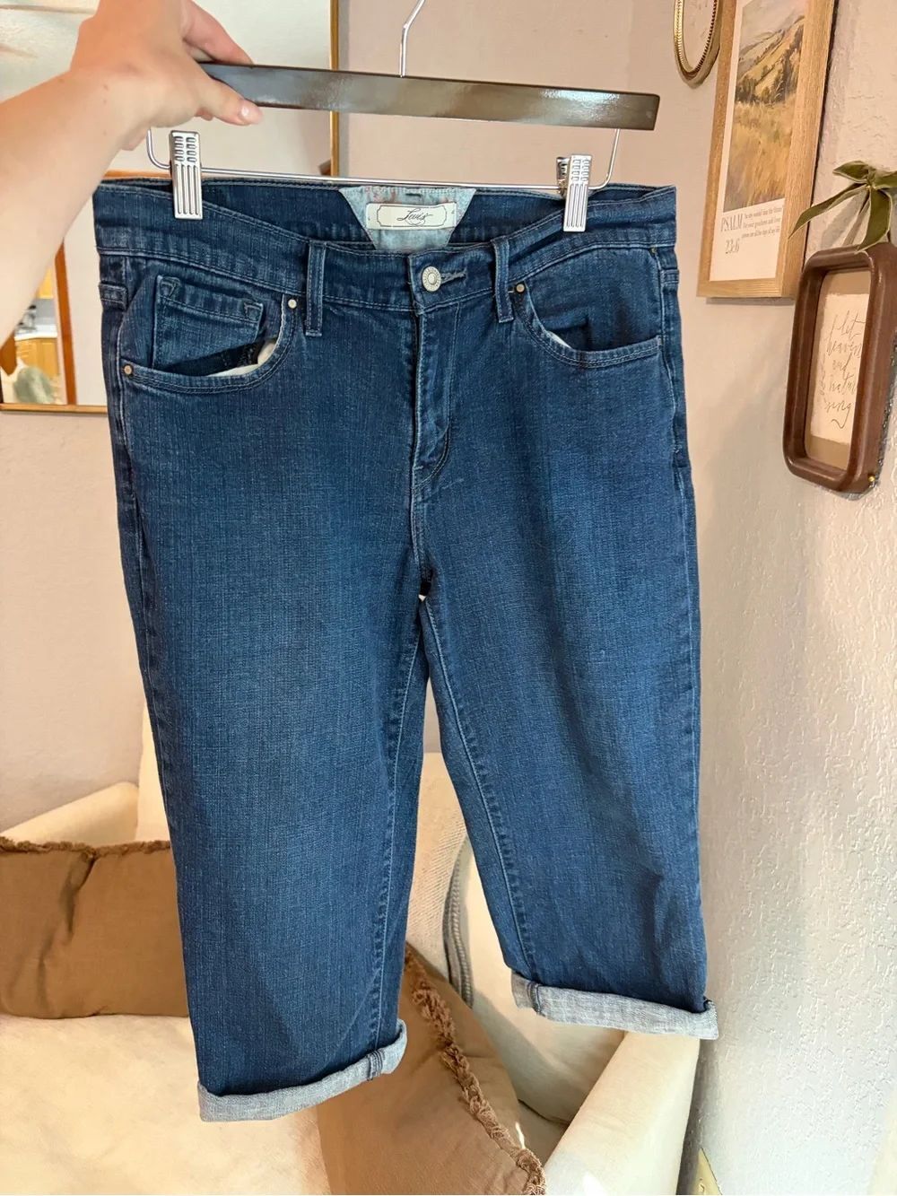 Y2K Levi Capris Dark Blue